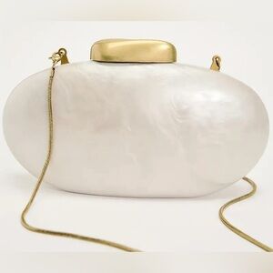Elegant White and Gold Clutch